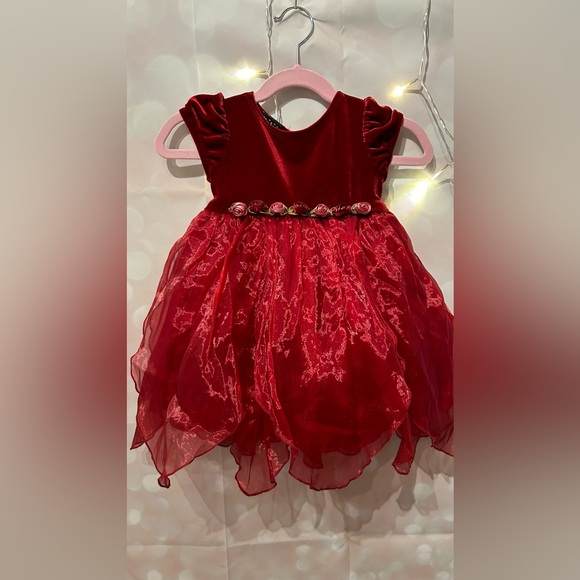 Christmas Dress 12 Months Red Flowers Petticoat - Picture 1 of 4